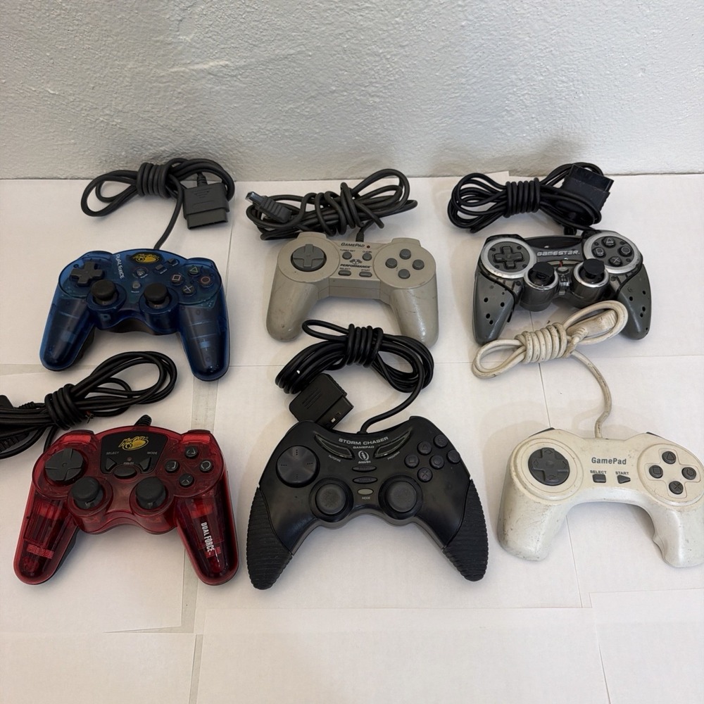 Ps1 And Ps2 Controller Lot Of 6 Mad Catz Dual Force GamePad Gamester Untested